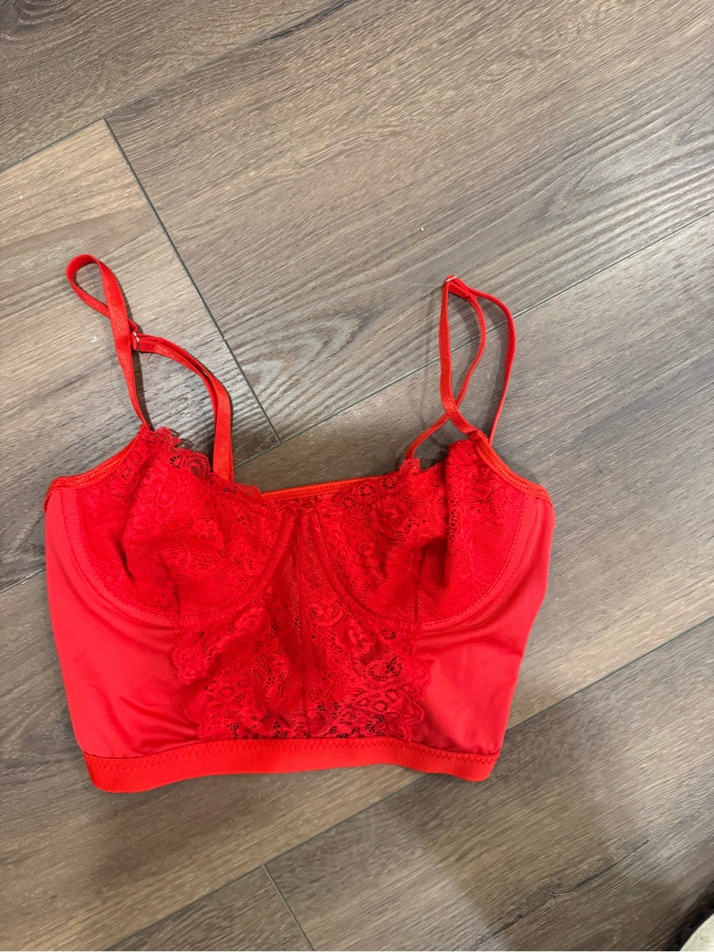 SHEIN Red Lace Longline Bralette